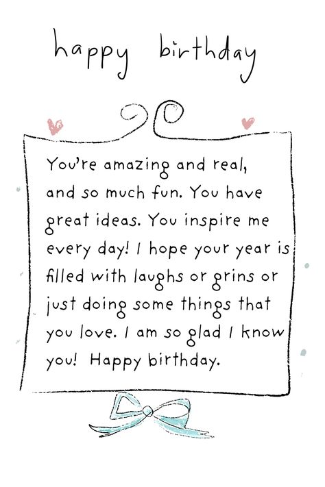 Letter For Your Friend Birthday, Birthday Wishes Book Ideas, Positive Birthday Wishes, Birthday Cards Writing Messages, Aesthetic Birthday Message, Happy Birthday Aesthetic Text, Birthday Card Writing Messages Friends, Bday Messages For Best Friend, Birthday Text For Best Friend