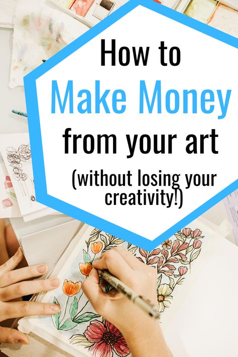 How to Art without Losing Your Artistic Creativity! Work From Home Tips! If you sell your art, it can feel like there is little time to create art or nurture your creativity. Whether you sell art in person or sell art online through Etsy, Shopify, or other e-commerce platform, here are tips for selling art and making money from home with less stress. This art tutorial will help you bring back the creative spark. Sell Art On Etsy, Selling Art Aesthetic, How To Sell Your Art, How To Make Money As An Artist, How To Start An Art Business, Unique Art Ideas Creativity, Sellable Art, How To Sell Art, Business Marketing Design