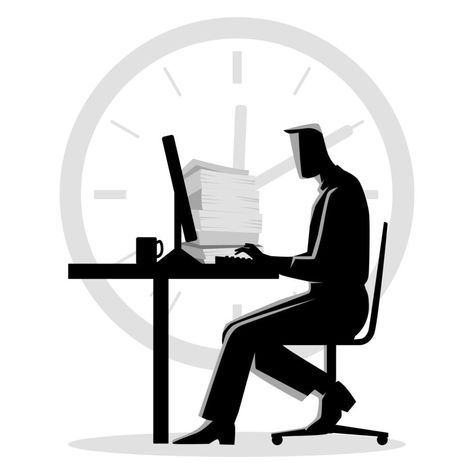 Silhouette illustration of a man working overtime Man Working Illustration, Faceless Character, Editing Pack, Work Icon, Man Working, Working Overtime, Man Vector, Silhouette Illustration, Business Men