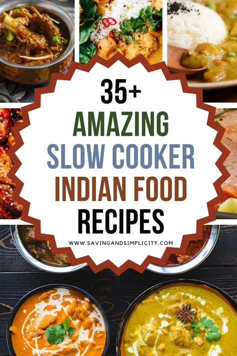 35 Cheap & easy slow cooker Indian recipes. Including crockpot butter chicken, chicken curry, chana masala & more. Easy weeknight dinners. Dump and go meal ideas. Healthy slow cooker recipes perfect for family dinner.  Budget friendly meal ideas. Vegan recipes, vegetarian meal ideas. Over a months worth of busy weeknight dinners to add to your meal plan. Meal ideas perfect for busy moms. Easy Indian Crockpot Recipes, Crockpot Recipes Slow Cooker Vegetarian, Healthy Crockpot Indian Recipes, Crockpot Chana Masala, Crockpot Indian Curry, Cheap Indian Recipes, Healthy Indian Curry Recipes, Slow Cooker Recipes Indian, Curry Chicken Recipes Crockpot Easy