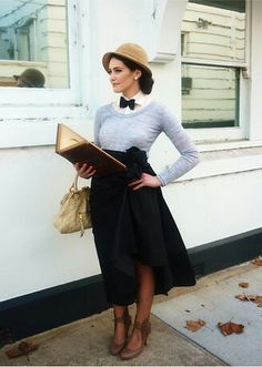 Bow Ties For Women Outfits, Women In Ties Outfits, Fashion Style, Girlsinbowties Fashion, Bowties For Women, Bowties Girlsinbowties, Fall Outfit, ... #HatsForWomenOutfits Budget Closet, Librarian Chic, Tie Outfit, Tie For Women, Rockabilly Style, Dapper Day, Quirky Fashion, Professional Attire, Blair Waldorf