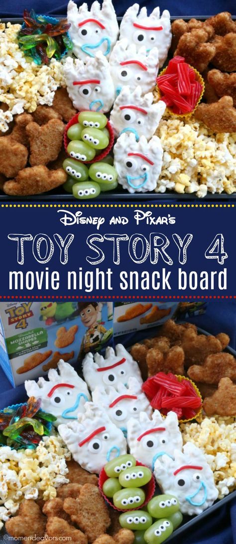 Disney and Pixar’s Toy Story 4 Movie Night Snack Board. These movie-themed snacks, complete with Forky Treats and Disney and Pixar's Toy Story 4 Mozzarella Shapes from Farm Rich make for an adorable movie night snack or the perfect tray for a Toy Story 4 birthday party! #ad @FarmRichSnacks Toy Story 4 Birthday Party, Movie Night Snack Board, Best Pina Colada Recipe, Toy Story 4 Birthday, Family Movie Night Snacks, Family Movie Night Themes, Disney Themed Movie Night, Disney Movie Night Food, 4 Birthday Party