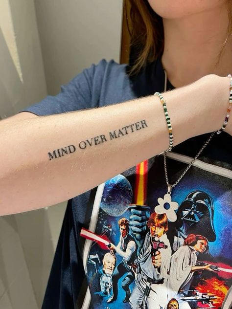 Meaningful Quotes Short Tattoos, Tattoo On Outside Of Forearm, Frank Ocean Quotes Tattoo, Mind Over Matter Tattoo Frank Ocean, I Did It My Way Tattoo, Tattoo Ideas Frank Ocean, Frank Ocean Lyric Tattoo, Pleasure Over Matter Tattoo Frank Ocean, Mind Matter Tattoo