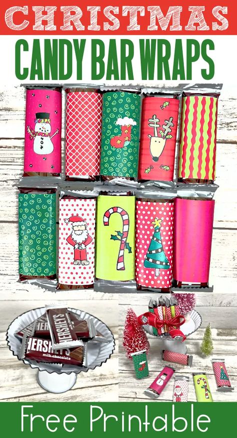 Free Printable Candy Bar Wrappers for Christmas - Laura Kelly's Inklings Hershey Bar Christmas Wrappers Free Printable, Hershey Bar Gift Ideas, Free Printable Chocolate Bar Wrappers, Candy Wrappers Template Printables Free, Christmas Candy Wrappers Printable Free, Christmas Candy Crafts Homemade Gifts Easy Diy, Candy Bar Christmas Gifts, Free Candy Bar Wrapper Printables, Candy Bar Wrappers Christmas