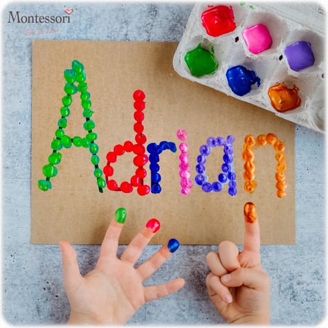 Name Activities Preschool, Finger Painting For Kids, Name Recognition, Name Crafts, Preschool Arts And Crafts, Painting Activities, Preschool Art Activities, Daycare Crafts, Art Activities For Kids