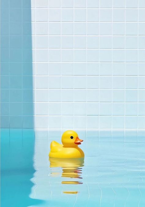 Plastic Duck Aesthetic, Rubber Duck Aesthetic, Rubber Duck Wallpaper, Rubber Duck Tattoo, Animal Animation, Duck In Water, Duck Tattoos, Simplistic Wallpaper, Duck Wallpaper