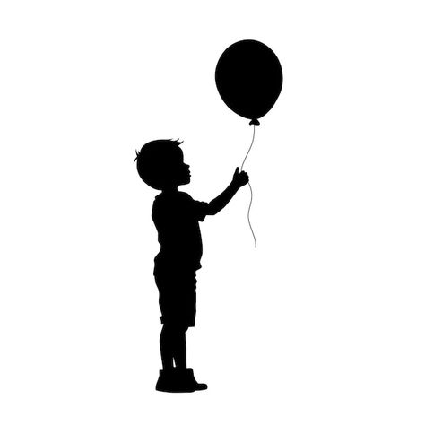 Children Silhouettes, Child Silhouette, Boy Silhouette, Its A Girl Balloons, White Balloons, Unique Words, Silhouette Art, Iconic Photos, Art Drawings Simple