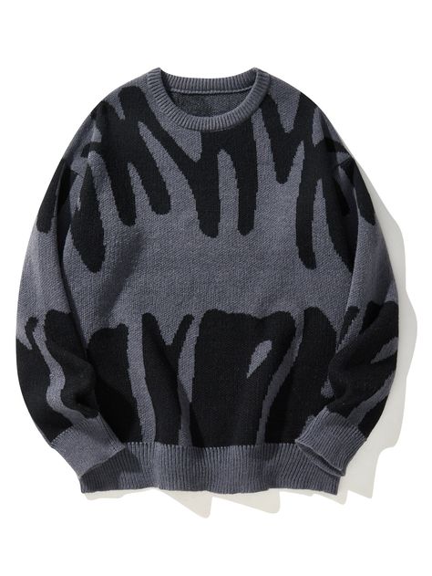 Manfinity EMRG Men Graphic Pattern SweaterI discovered amazing products on SHEIN.com, come check them out! Sweat Noir, Stylish Letters, Knit Men, Jacquard Sweater, Pattern Sweater, 로고 디자인, Inspiration Mode, Pullover Men, Knitted Pullover Sweaters