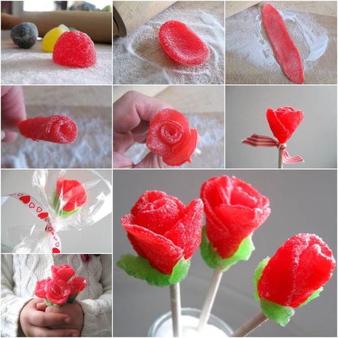 How to make a flower bouquet with gum drops candy flowers diy diy ideas diy crafts do it yourself diy projects gum drops How To Make Snowflakes, Edible Bouquets, Candy Roses, Candy Flowers, Edible Arrangements, Diy Roses, Candy Crafts, Chocolate Bouquet, Candy Bouquet