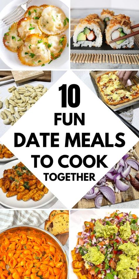 Easy Couple Dinner Recipes, Cute Date Night Dinner Recipes, Fun Meals To Make As A Couple Date Nights, Easy Meals For Couples To Cook Together, Easy Recipes For Couples To Make, Dinner To Make As A Couple, Fun Dinner To Cook Together, Recipes For Couples To Cook Together, Fun Recipes To Make As A Couple