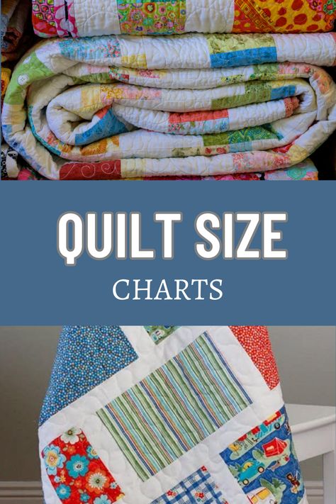 Navigate quilting with precision using our quilt size charts guide. Easily determine dimensions for various quilting projects with our comprehensive chart. Simplify your crafting process and create perfectly sized quilts, ensuring your projects turn out beautifully every time. Twin Size Quilt Measurements Squares, Quilts Sizes Chart, Kid Quilt Size, Size Of King Size Quilt, Quilt Sizes Measurements, Size Of Quilts, Twin Quilt Size Chart, Size Of A Twin Quilt, Quilt Measurement Chart Bed Sizes