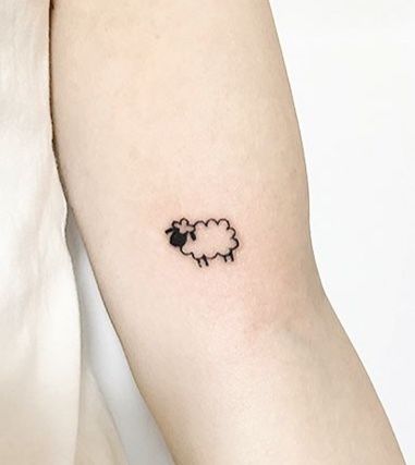 Small Lamb Tattoo For Women, Small Sheep Tattoo Simple, Dainty Lamb Tattoo, 99 And 1 Sheep Tattoo, Farm Tattoo Ideas Simple, Tiny Black Sheep Tattoo, Leaves The 99 Sheep Tattoo, Lamb Face Tattoo, Small Farm Tattoo