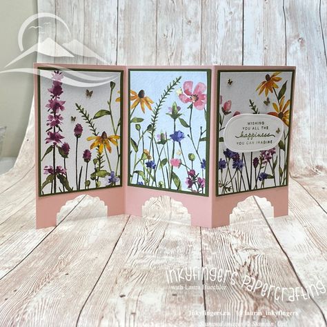 Card Making Ideas For Beginners, Dainty Delight, Screen Divider, Screen Cards, Fancy Fold Card Tutorials, Paper Layout, Dainty Flowers, One Sheet Wonder, Flip Cards