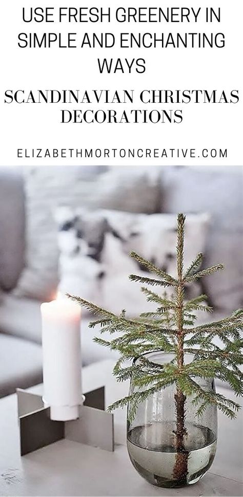 Christmas Wreath Scandinavian, Scandinavian Christmas Outdoor, Scandinavian Christmas Kitchen, Scandinavian Interior Christmas Decor, Nordic Candle Decor, Scandinavian Christmas Interior, Christmas Pine Branches Decor, Scandi Style Christmas, Christmas Decor With Greenery