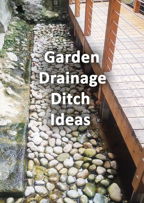 10 Amazing drainage ditch landscaping ideas - Buckinghamshire Landscape Gardeners Ditches Landscaping, Rock Drainage Ditch, Pebble Backyard, Drainage Ditch Landscaping, Ditch Landscaping, Ditch Ideas, Drainage Solutions Landscaping, Rock Drainage, Garden Drainage