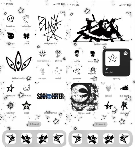 Omori Icons For Apps Black, Omori Icons Black And White, Omori Black And White, Soul Eater App Icons, Soul Eater Soul Icon, Soul Eater Homescreen, Black And White Iphone Layout, Soul Eater Widgets, Black And White Phone Theme