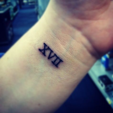 Roman Numeral Roman Numeral Wrist Tattoo, 17 Tattoo, Roman Numeral Tattoos, Cool Wrist Tattoos, Small Tats, Wrist Tattoos For Guys, Wrist Tattoo, Dream Tattoos, Lucky Number