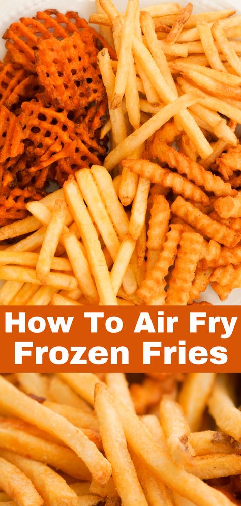 Once you air fry frozen french fries, you will never prepare them a different way! These french fries are crispy on the outside, soft and fluffy on the inside, and fast food level delicious – all in under 15 minutes. Check out the full post for the exact times and temperature to air fry any style of fry: waffle fries, shoestring fries, crinkle cut fries, and more! Air Fryer Frozen Fries, French Fries Air Fryer, Air Fryer Frozen French Fries, Fries Air Fryer, Air Fry French Fries, Air Fryer Fries, Frozen Fries, Cooking Brussel Sprouts, Air Fryer French Fries