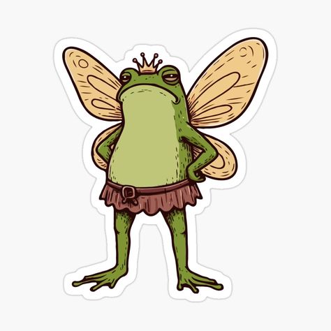 Get my art printed on awesome products. Support me at Redbubble #RBandME: https://www.redbubble.com/i/sticker/Fairy-Frog-by-Gkinoki/162381277.EJUG5?asc=u Sticker Designs, Wall Sticker, Frog Fairy, Fairy Frog, Fairy Costume, Fairy Dress, Princess Dress, Bumper Stickers, Dad Hats