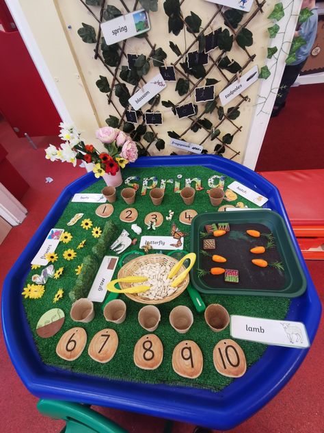 Spring Curiosity Approach, Tuff Tray Spring Ideas, Spring Tuff Tray Ideas Eyfs, Spring Role Play Eyfs, Spring Tuff Tray, Spring Eyfs, Spring Tuff Tray Ideas, Eyfs Growing Topic, Spring Theme Tuff Tray