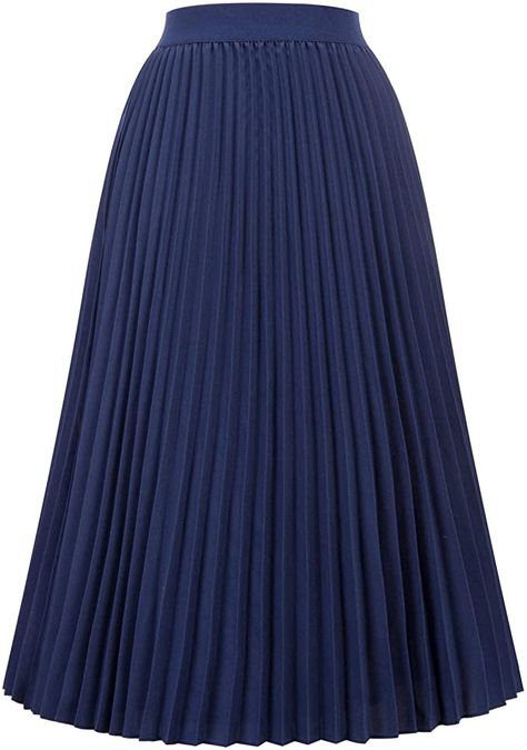 Floral Pleated Skirt Outfit, Pleated Midi Skirt Outfit, Women Formal Wear, Crop Shirts For Women, Female Uniform, Elegant Closet, Pleated Maxi Skirts, Rectangle Body Type, Long Blue Skirts