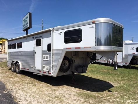 2004 CM 8 wide 3 horse w/ 8' lq Cattle Trailers, Horse Trailer Living Quarters, Spring Horse, Trailer Decor, Trailer Living, Dream Barn, Mini Farm, Horse Trailers, Horse Trailer