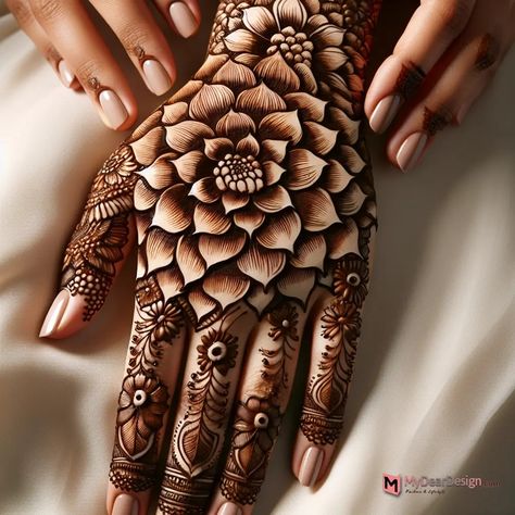 Must-Try Floral Mehndi: 22 Unique Flower Designs – Mydeardesign Flower Mahendi Design Back Hand, New Flower Mehndi Designs, Flowers Mehndi Design Back Hand, Unique Mehndi Designs For Hands, Back Hand Mehandi Unique Designs, Floral Mahendi, Mahendi Designs Latest Flower, Mehandi Flowers Design, Bunch Of Flowers Mehndi Design