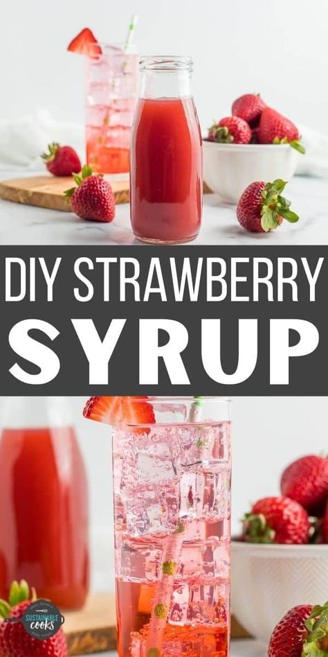 Learn how easy it is to make your own Strawberry Simple Syrup for desserts, cocktails, tea, and lemonade. You’ll love the amazing flavor of strawberry syrup for drinks and more. Strawberry Syrup For Drinks, Syrup For Drinks, Homemade Snow Cones, Strawberry Syrup Recipes, Banana Syrup, How To Make Lemonade, Strawberry Simple Syrup, Simple Syrups, Homemade Strawberry Ice Cream