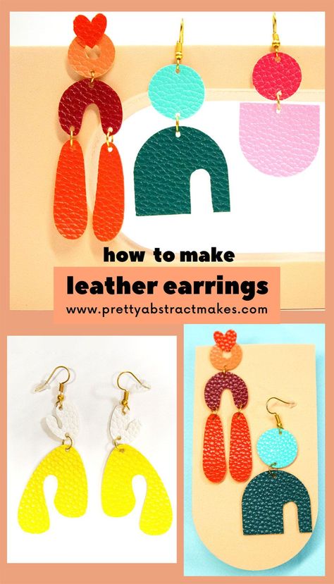 How To Make Leather, Earring Making Supplies, Diy Leather Earrings, Creative Accessories, Leather Earring, Earring Making, Adult Crafts, Upcycle Projects, Earring Tutorial