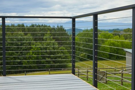 Pros and Cons of Cable Railing | What You Need to Know | Viewrail Appalachian Farmhouse, Modern Decks, Modern Staircase Railing, Walnut House, Modern Staircases, Cable Railing Deck, Modern Railing, Architectural Finishes, Deck Railing Design