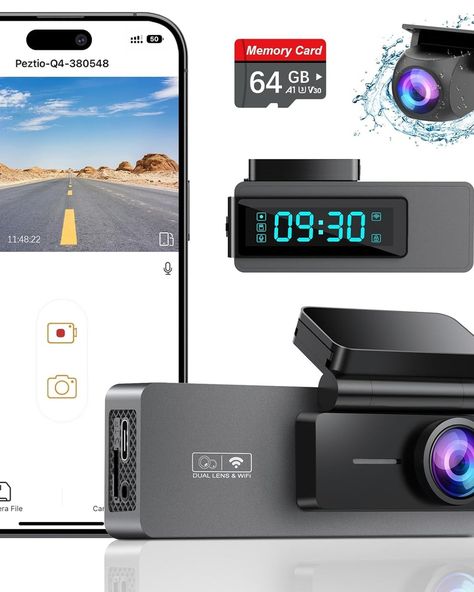 Dash Cam Front and Rear 4K+1080P, Free 64GB Card, Built-in WiFi. #camera #car #record As an Amazon Associate I earn from qualifying purchases.https://amzn.to/404Dyvo Camera Car, Wifi Camera, Dash Cam, Amazon Associates, Dash Camera, Built In