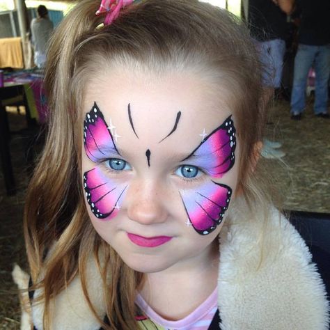 Facepainting Ideas Butterfly, Toddler Face Painting Ideas, Easy Butterfly Face Painting, Butterfly Makeup Kids, Facepainting Ideas For Women, Kids Face Paint Ideas, Butterfly Face Makeup, Butterfly Face Paint Easy, Face Painting Butterfly