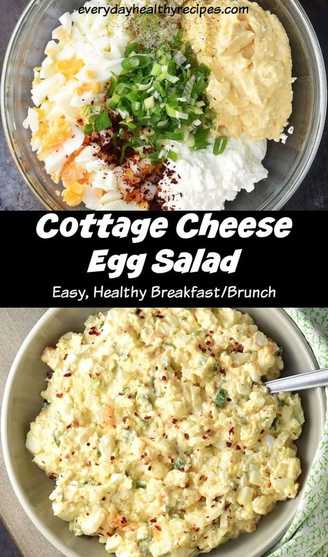 Cottage Cheese Egg Salad, Creamy Egg Salad, Cottage Cheese Bowls, Cottage Cheese Recipes Healthy, Classic Egg Salad, Cottage Cheese Eggs, Simple Cottage, Healthy High Protein Meals, Cottage Cheese Recipes