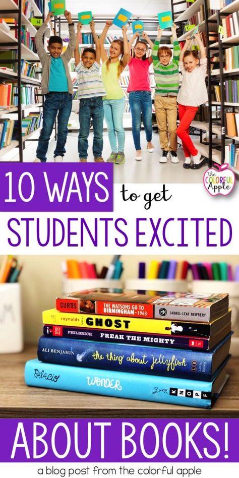 Ten Ways to Get Your Students Excited about Books Fun Reading Ideas For Classroom, Promoting Literacy In Schools, After School Reading Club, In Our Classroom We, Library Teacher Ideas, 1st Grade Library Lessons, School Readathon Ideas, Book Talks Elementary, Bookworms Reading Curriculum