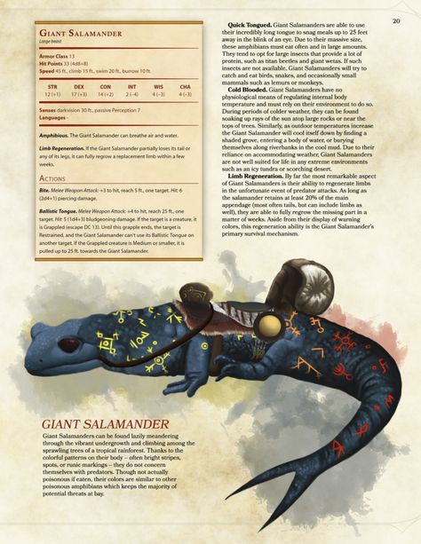 Salamander Monster, Giant Salamander, Dnd Creatures, Dnd Stats, Dnd Character Sheet, Campaign Ideas, Dnd Ideas, Dungeons And Dragons Classes, Dnd 5e Homebrew