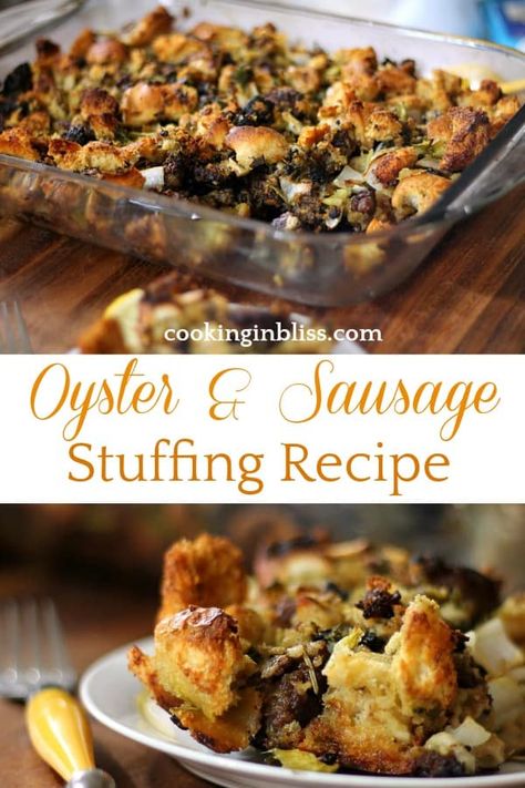 Oyster And Sausage Stuffing, Carolina Sauce, Oyster Dressing Recipes, Oyster Stuffing, Sausage Stuffing Recipe, Dressing Recipes Thanksgiving, Thanksgiving Stuffing Recipes, Savory Sides, Special Meals