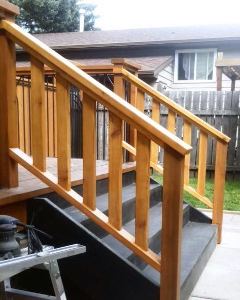 Top 70 Best Deck Railing Ideas - Outdoor Design Inspiration Deck Top Railing Ideas, Outdoor Wooden Handrail, Outdoor Stair Handrail Ideas, Outdoor Stair Railing Ideas Wood, 2x4 Railing Ideas, Cedar Handrail Front Porches, Wooden Handrails For Stairs Outdoor, Interior Stair Railing Ideas Wood, Exterior Railing Ideas