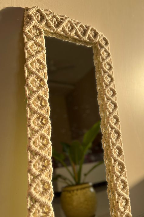 Macrame Standing Mirror, Full body mirror, Aesthetic Home Decor Ideas Rectangle Macrame Mirror, Boho Full Length Mirror, Full Body Mirror Aesthetic, Body Mirror Aesthetic, Macrame Mirror Frame, Mirror Boho Decor, Aesthetic Home Decor Ideas, Mirror Boho, Macrame Home