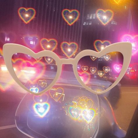 Heart Vision Glasses, Heart Diffraction Glasses, Heart Of Glass Aesthetic, Heart Core, Heart Things, Diffraction Glasses, Swift Outfits, Female Sunglasses, Heart Shaped Glasses