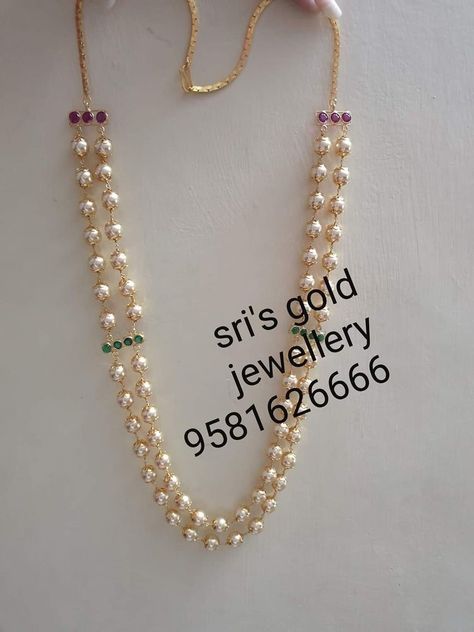 Moti Necklace, Dholki Beads, Gutta Pusalu, Pearl Mala, Gold Pearl Jewelry, Black Beads Mangalsutra Design, Pearl Jewelry Design, Gold Jewelry Simple Necklace, Pearl Necklace Designs