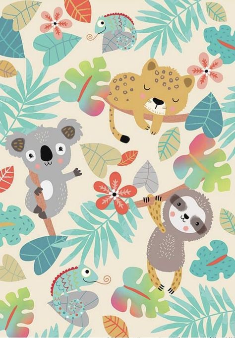 Cute Jungle Animals Illustration, Animal Illustration Kids, Warm Scarves, Baby Illustration, Printable Stationery, Baby Design, Kids Prints, Art Plastique, Baby Prints