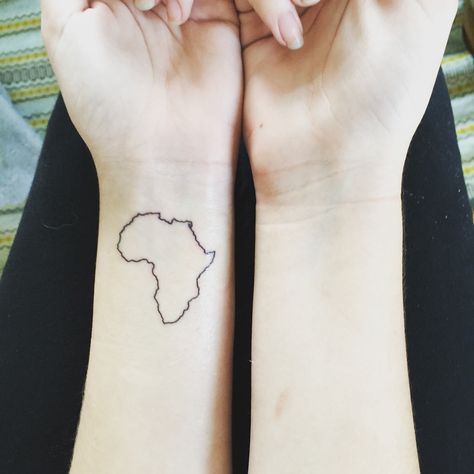 Finally got my Africa tattoo a few months ago, couldn’t be happier! Africa Line Tattoo, African Outline Tattoo, Map Of Africa Tattoo, Tattoo Of Africa, Africa Tattoo Ideas, African Continent Tattoo, Africa Outline Tattoo, South Africa Tattoo Ideas, Kenya Tattoo