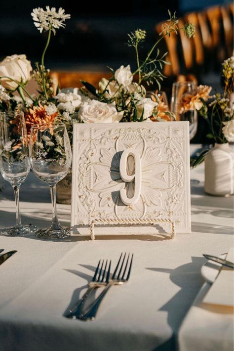 Gatsby White 8" x 8" Tin Look Wall … curated on LTK Spanish Theme Wedding Decor, Mexican Table Numbers, Spanish Colonial Wedding, Spanish Wedding Decor, Tile Table Numbers, Spanish Tile Wedding, Italian Themed Wedding, Spanish Inspired Wedding, Spanish Style Weddings