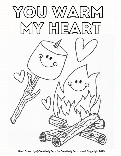 S’mores Coloring Sheet, Smores Coloring Page Free Printable, Printable Camping Coloring Pages, Smores Coloring Page, Campfire Coloring Page, S'more Crafts For Toddlers, Smores Craft For Kids, S’mores Activities Preschool, S'more Crafts Preschool