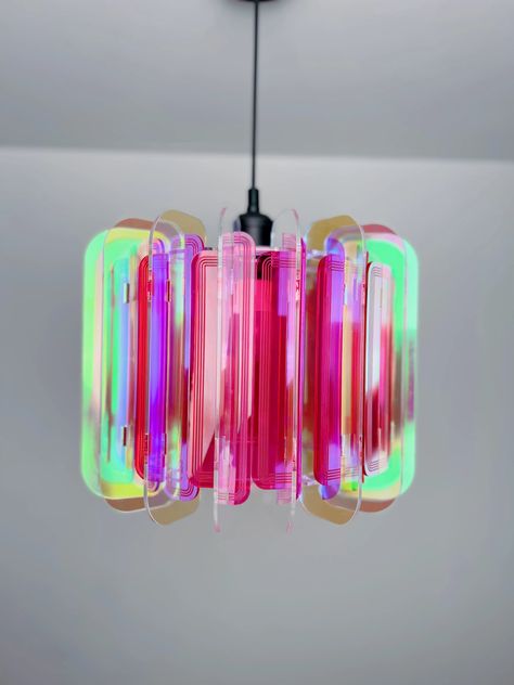 More Is More, Reflecting Light, Pendant Lamp Shade, Mid Century Modern Decor, Pink Acrylic, On Or Off, Dream House Decor, Colour Schemes, Aesthetic Room Decor