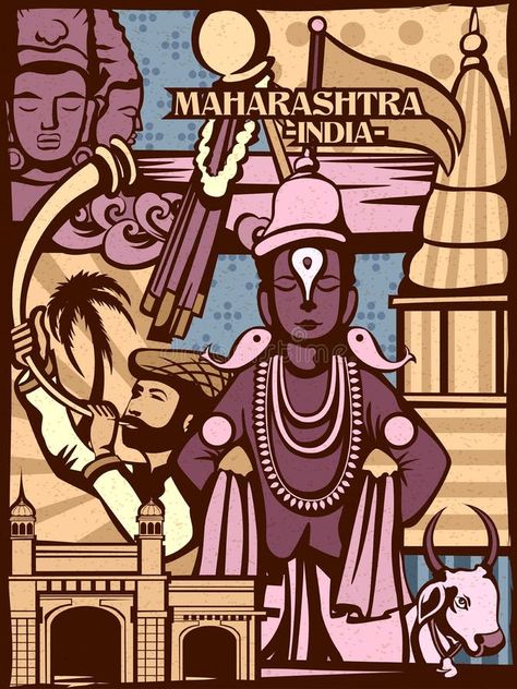 Illustration about Vector design of colorful cultural display of State Maharashtra in India. Illustration of ancient, building, aurangabad - 154243154 Culture Of Maharashtra, Maharashtra Culture Art, Rukhvant Ideas, Culture Of India Art, Maharashtra Drawing, Maharashtra Illustration, Karnataka Culture, Maharashtra Culture, India Illustration