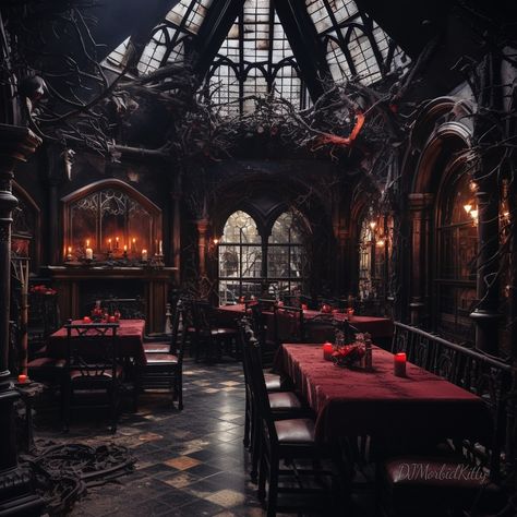 Gothic Restaurant Interior Design, Gothic Cafe Interior, Goth Coffee Shop, Industrial Gothic Interior, Goth Restaurant, Gothic Tavern, Gothic Restaurant, Gothic Cafe, Goth Bar