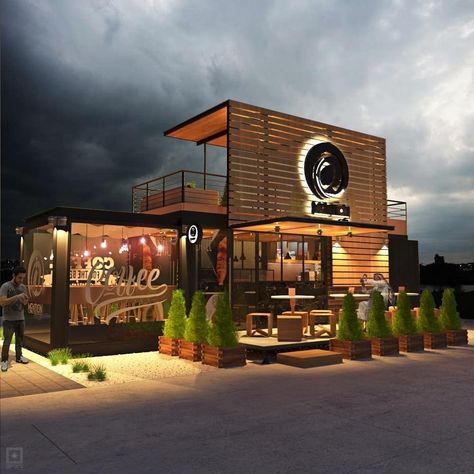 Container Coffee Shop, Restaurant Exterior Design, Mobile Restaurant, Restaurant Plan, Container Restaurant, Mobile Coffee Shop, Container Cafe, Outdoor Restaurant Design, Restaurant Exterior