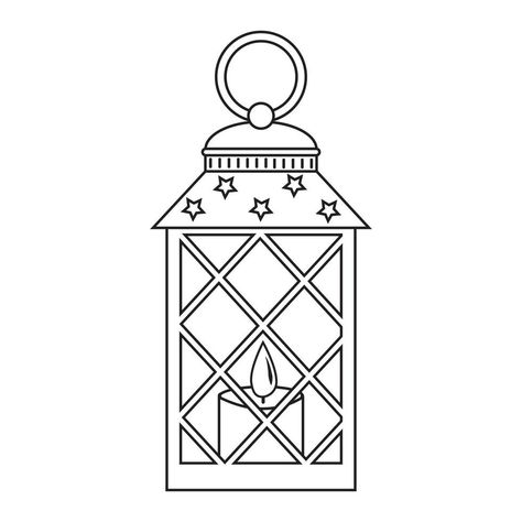 Lantern Drawing Simple, Lantern Outline, Lantern With Candle, Lantern Drawing, Pookalam Design, Diwali Lantern, Candle Clipart, Lantern Image, Landscape Christmas