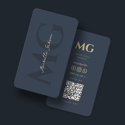 Luxury Visiting Card Design, A B Logo Design, Qr Business Card, Aesthetic Handwriting, Qr Code Social Media, Elegant Business Cards Design, Visit Card, Green Luxury, Blue Business Card